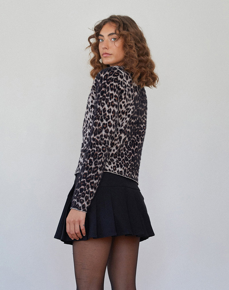 Immagine di Darlene Cardigan in maglia morbida leopardata marrone