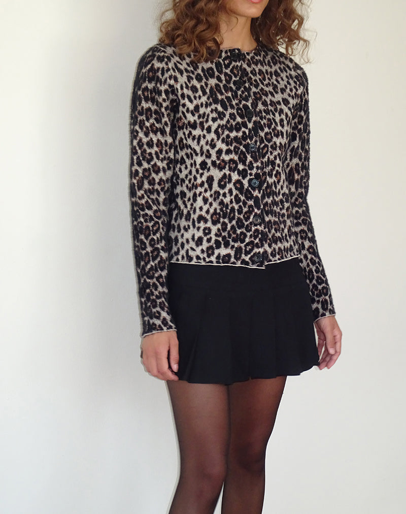 Immagine di Darlene Cardigan in maglia morbida leopardata marrone