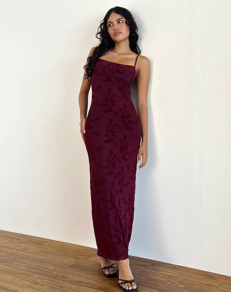 Immagine di Darsih Maxi abito in fiore botanico Maroon