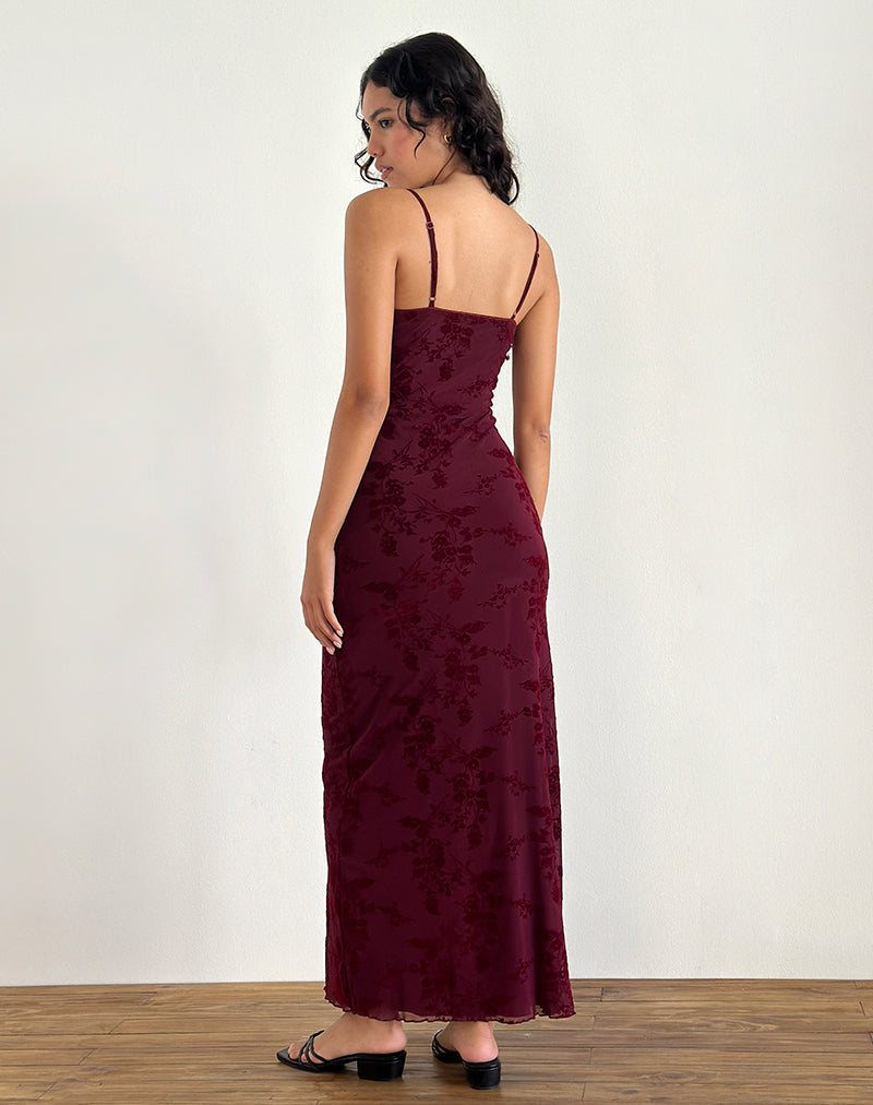 Immagine di Darsih Maxi abito in fiore botanico Maroon