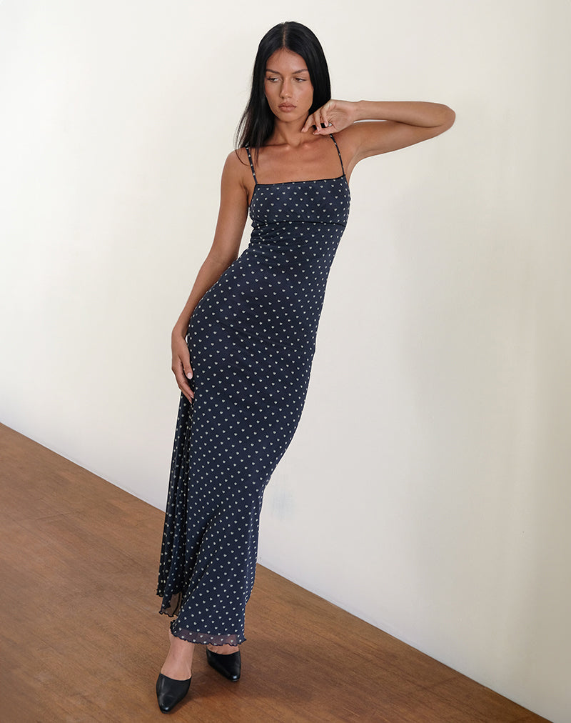 Immagine di Darsih Maxi Dress in Heart Flock Navy e Giallo