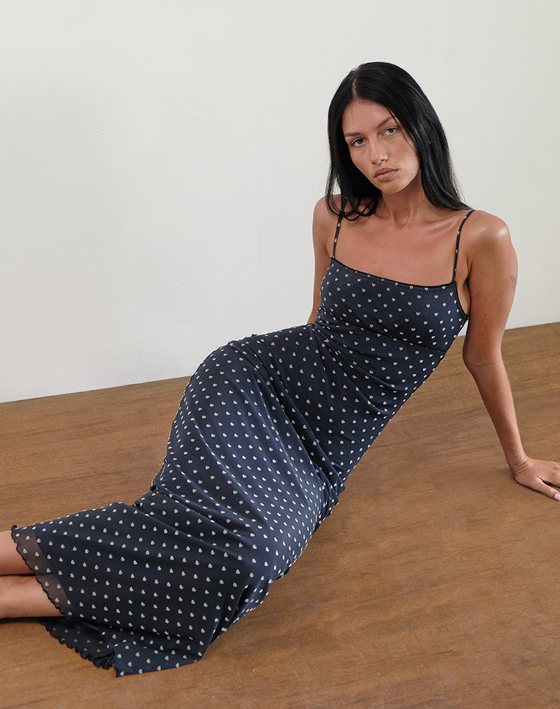 Maxi abito Darsih in Heart Flock blu e giallo