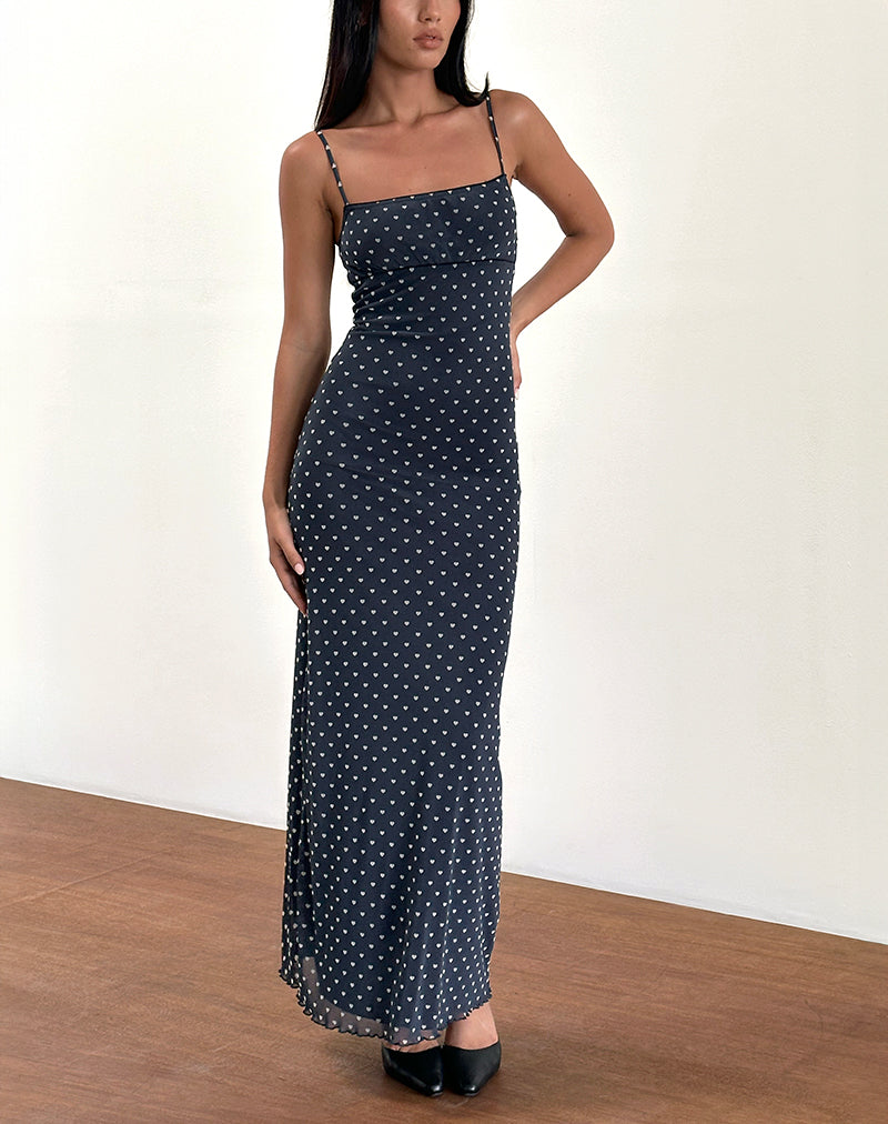 Immagine di Darsih Maxi Dress in Heart Flock Navy e Giallo