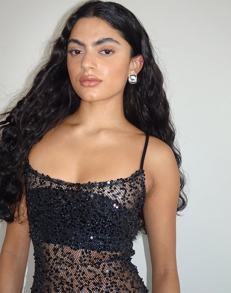 Immagine di Darish Maxi abito in maglia di paillettes nero