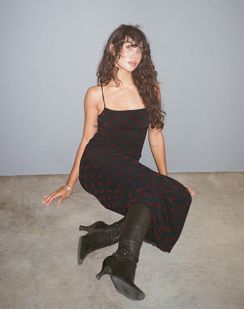 Immagine di Darsih Maxi Dress in Lips Flock Nero