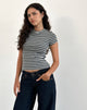 Immagine di Dartis Top in jersey a righe blu e grigio
