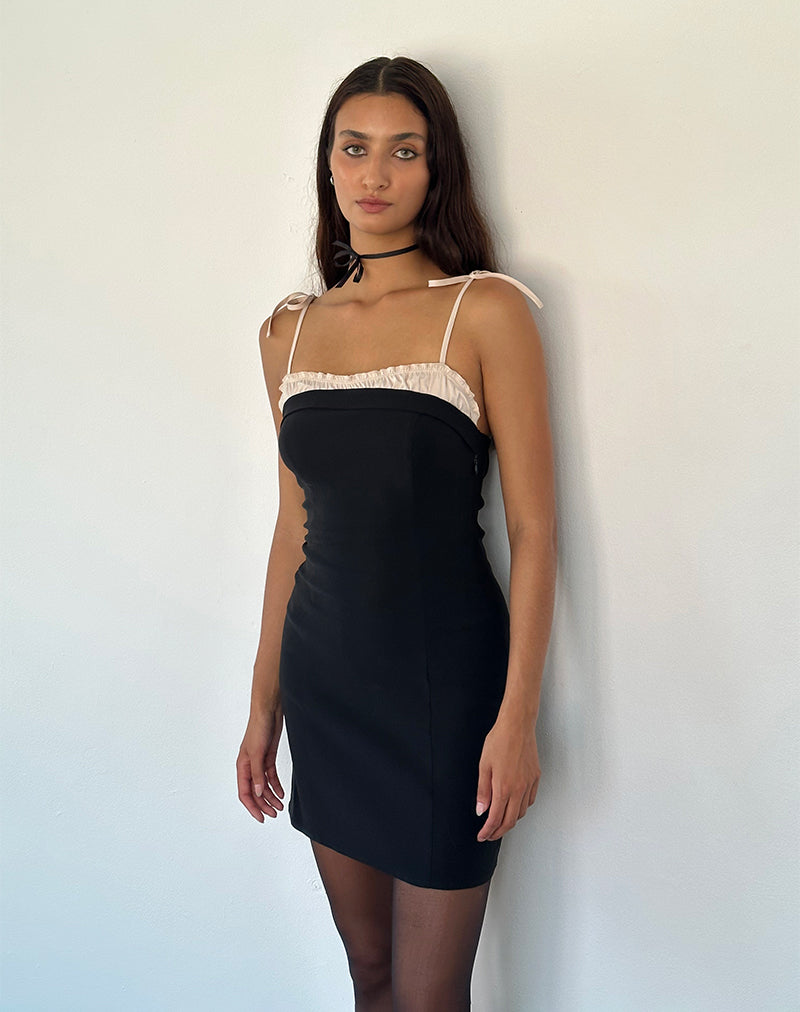 Mini abito Daruka in raso nero