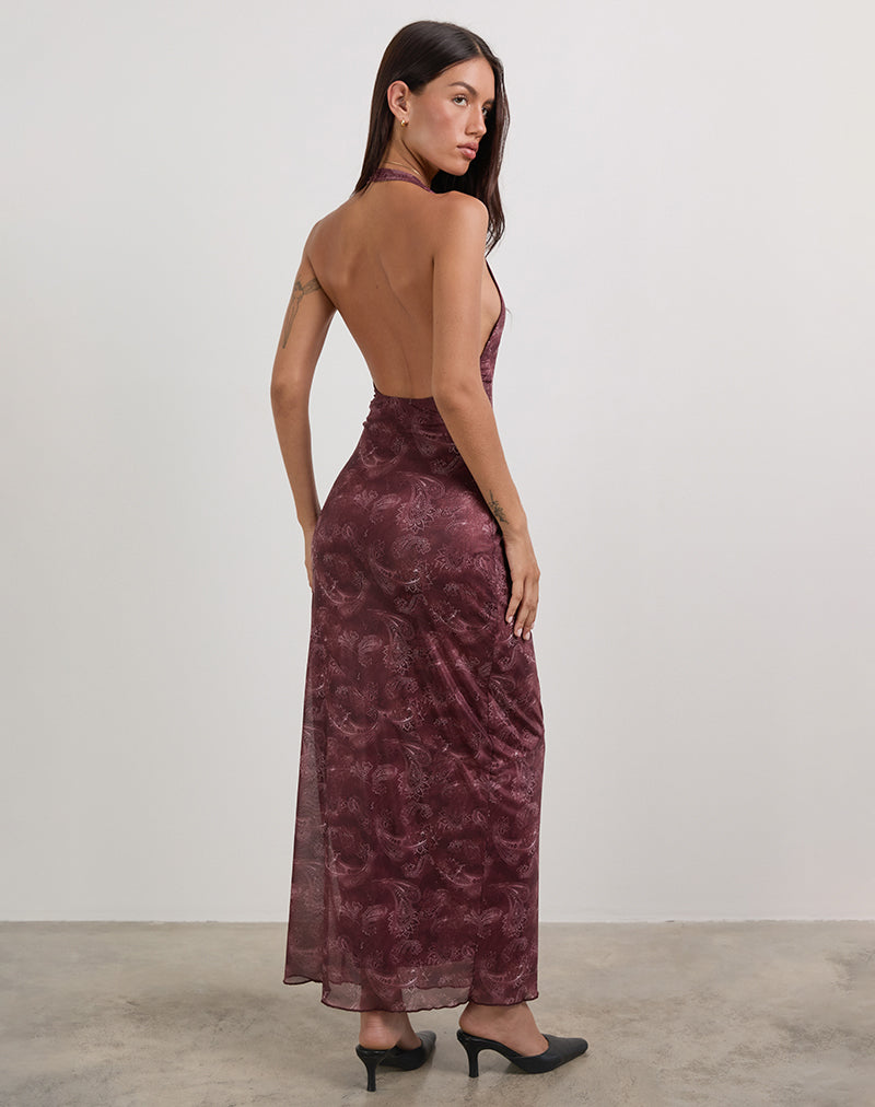 Immagine di Datari Maxi Dress in Mesh Tonal Paisley Plum