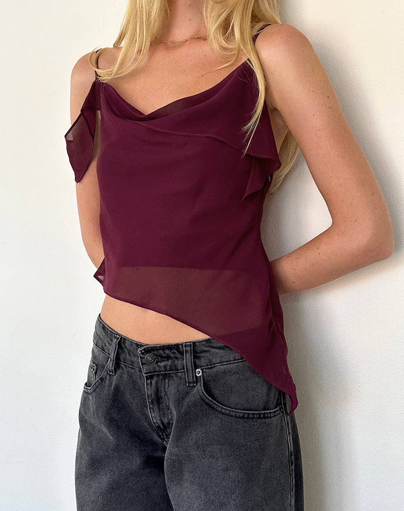 Immagine di Davila Top in chiffon Borgogna