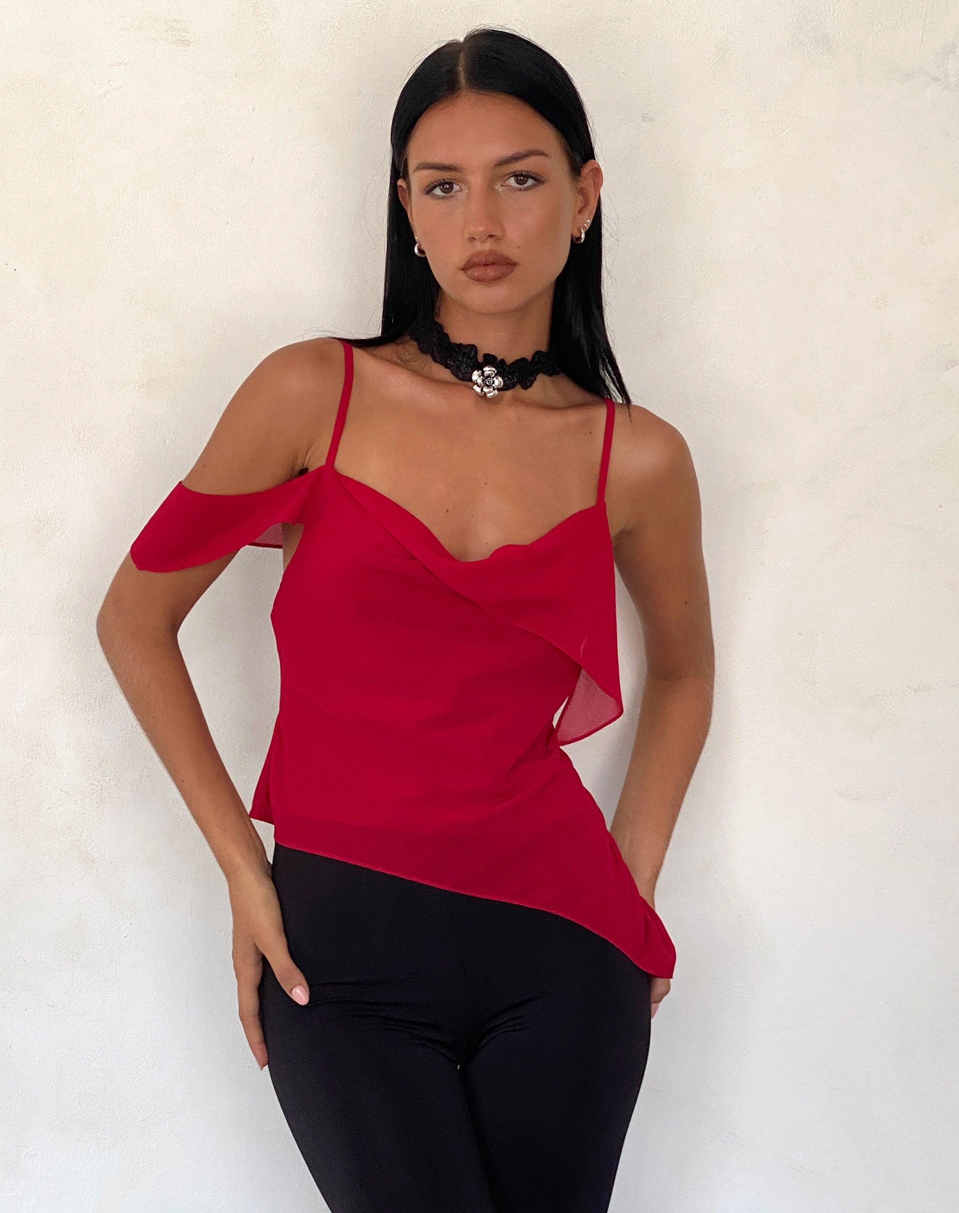 Immagine di Davila Top in chiffon rosso intenso