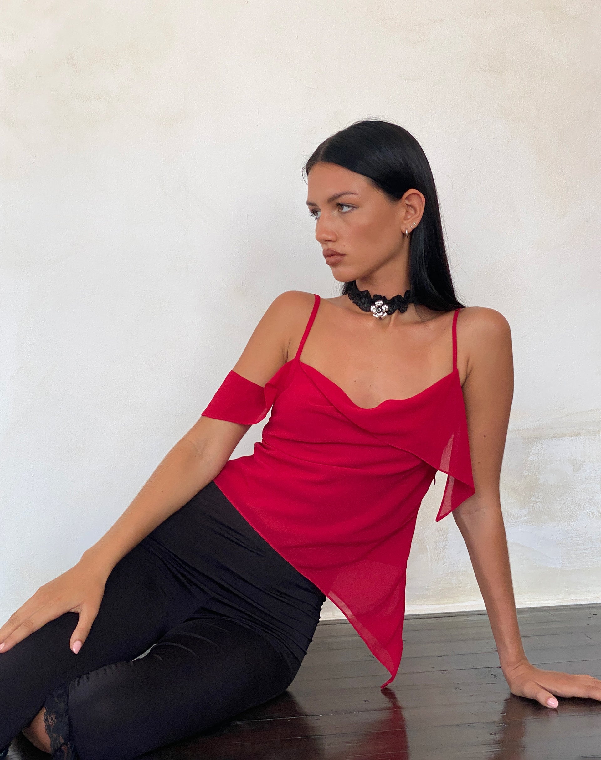 Immagine di Davila Top in chiffon rosso intenso