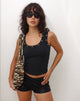 Immagine di Dax Eyelet Ribbed Vest Top in nero