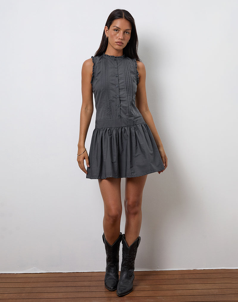 Mini abito Dayara in Popeline grigio antracite
