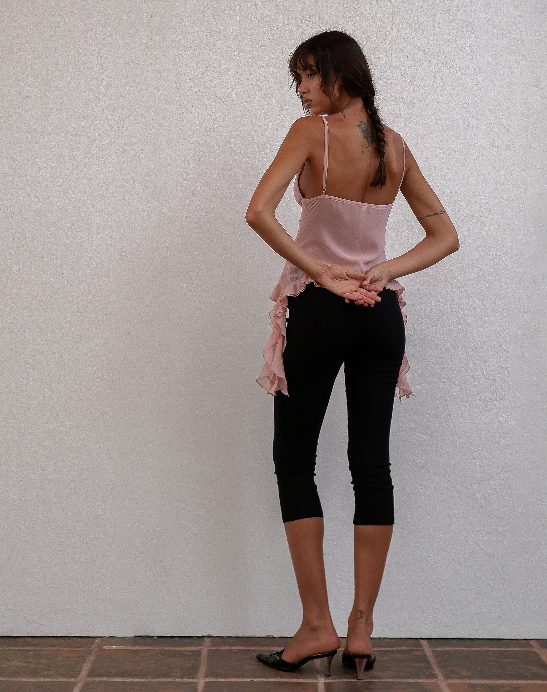 Immagine di Daytona Top con volant in chiffon rosa