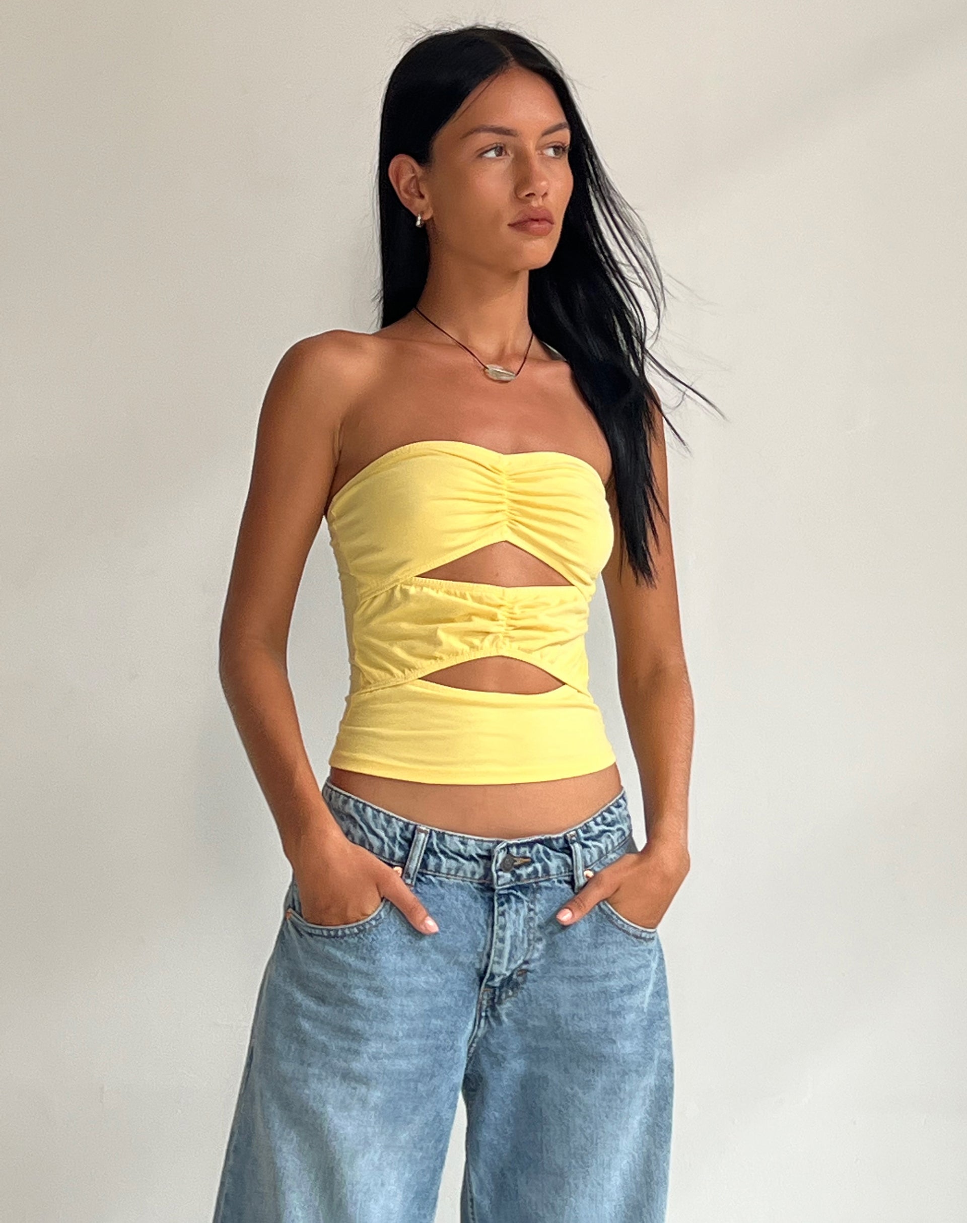 immagine di Dayu Bandeau Crop Top in Lemonade