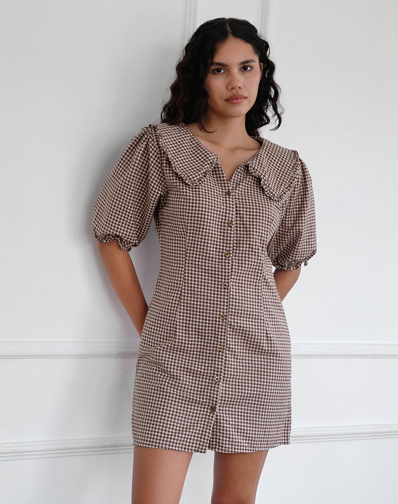 Immagine di Deja Dress in Mini Gingham Marrone