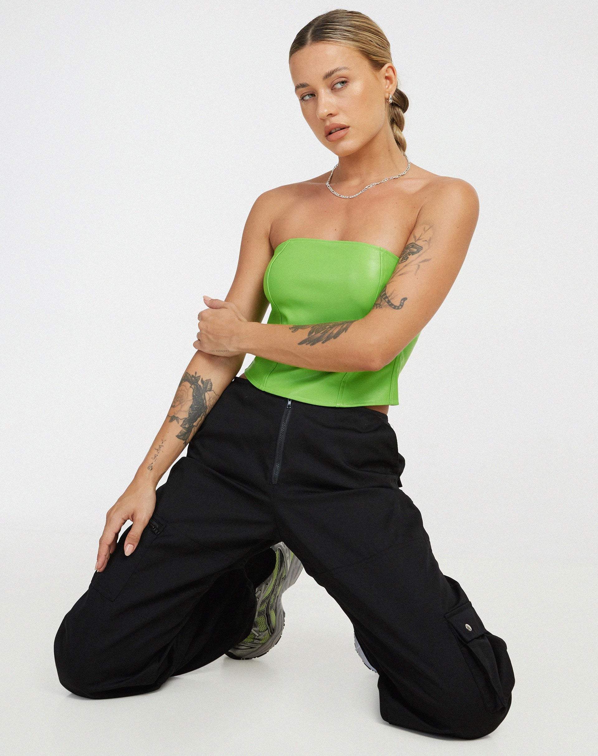 immagine di Dena Corset Top in PU verde neon
