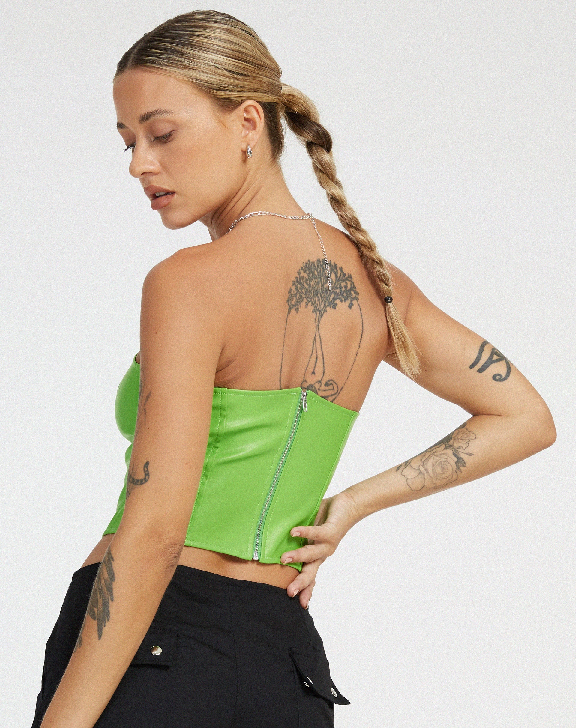 immagine di Dena Corset Top in PU verde neon
