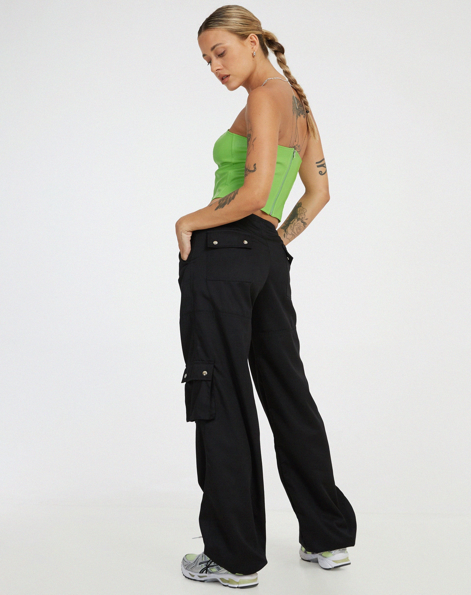 Top corsetto Dena in PU verde neon