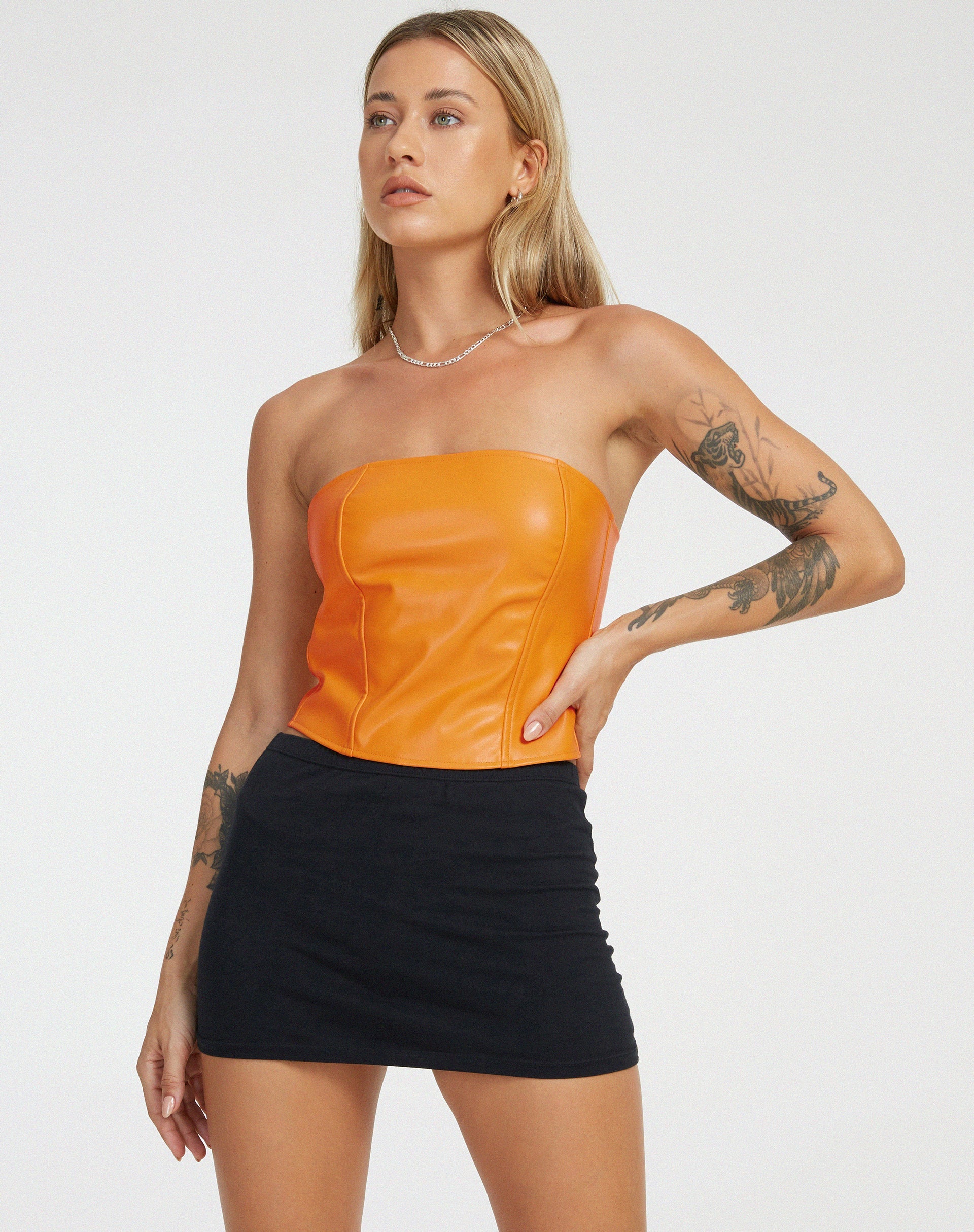immagine di Dena Corset Top in PU Neon Orange