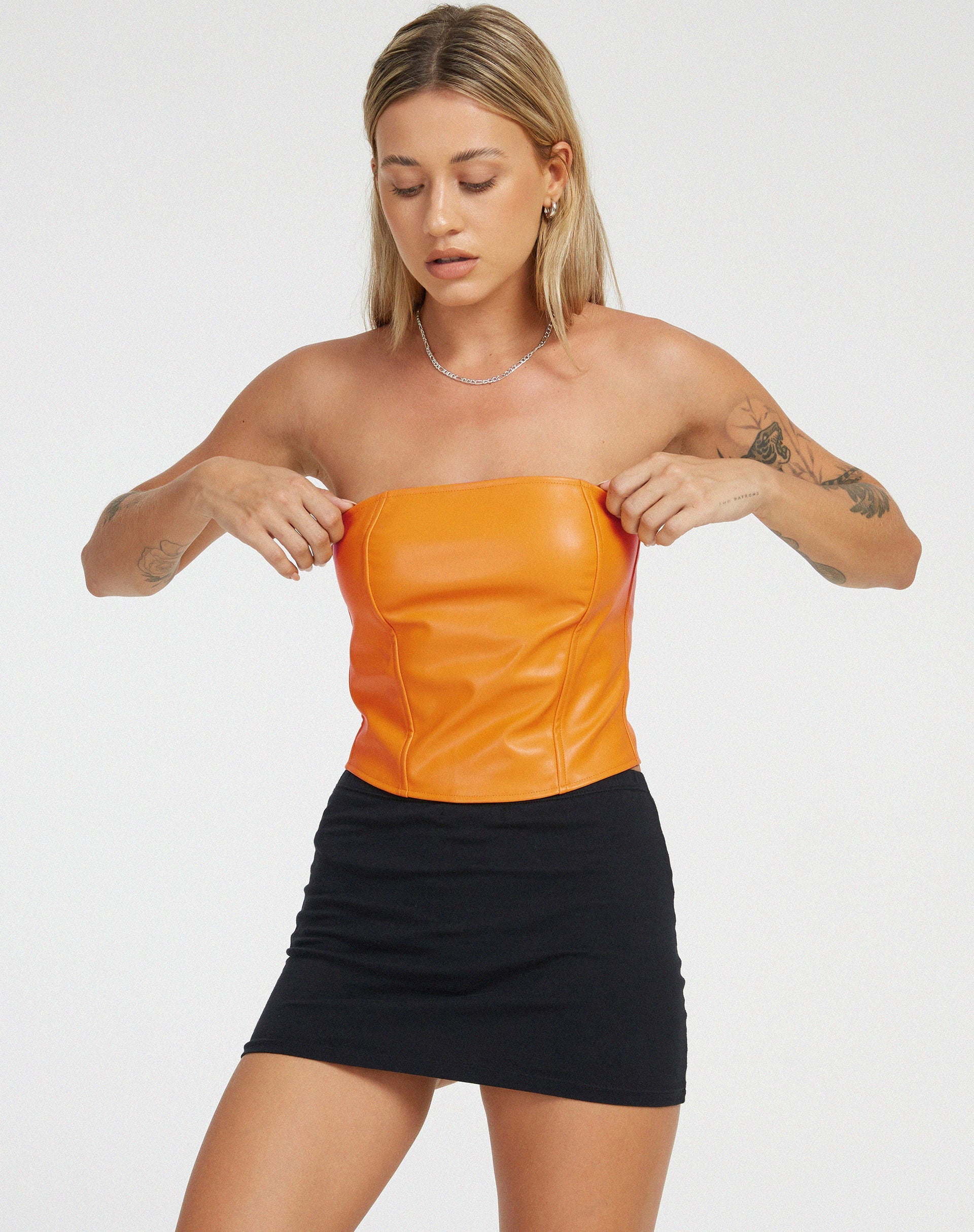 immagine di Dena Corset Top in PU Neon Orange