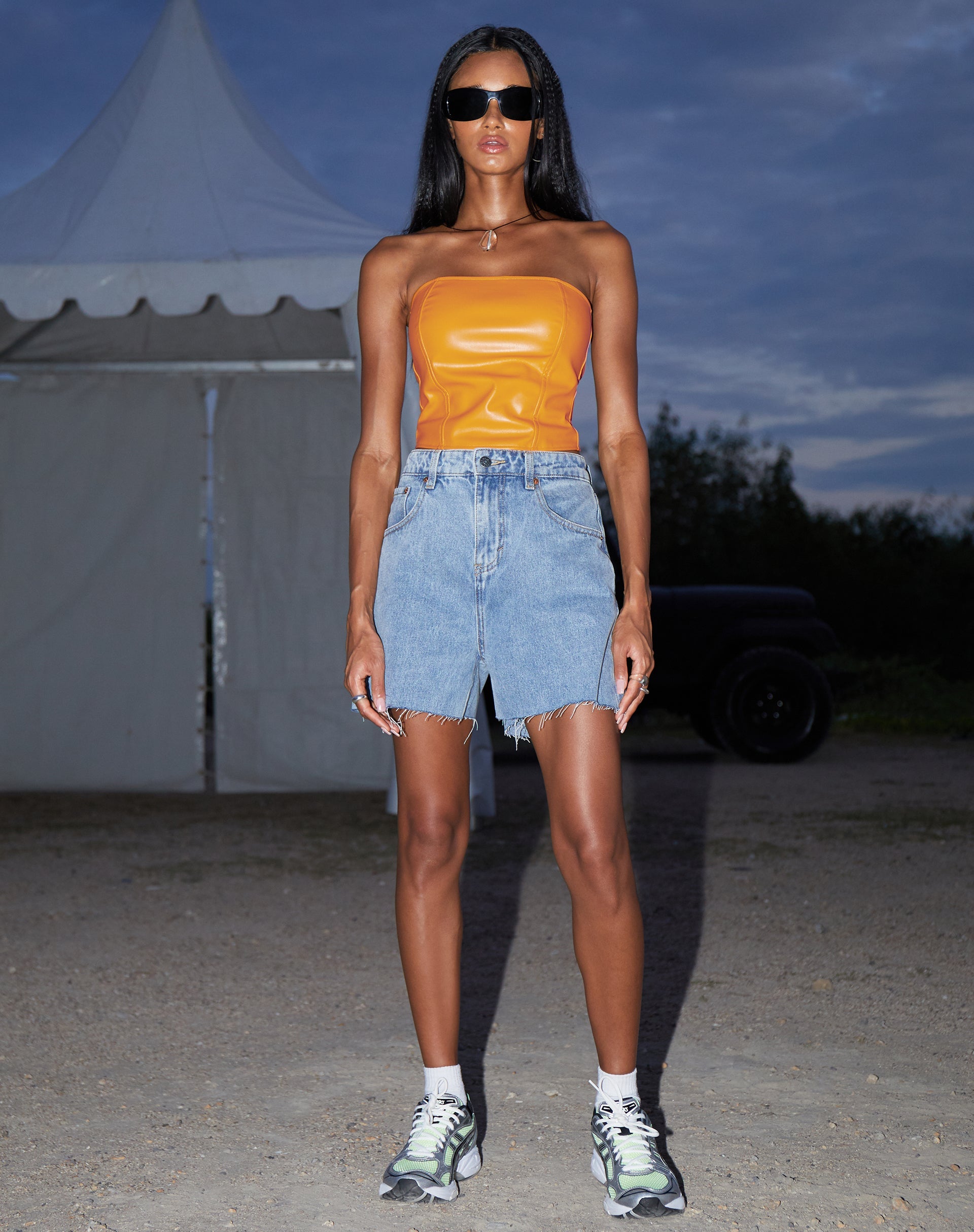 immagine di Dena Corset Top in PU Neon Orange
