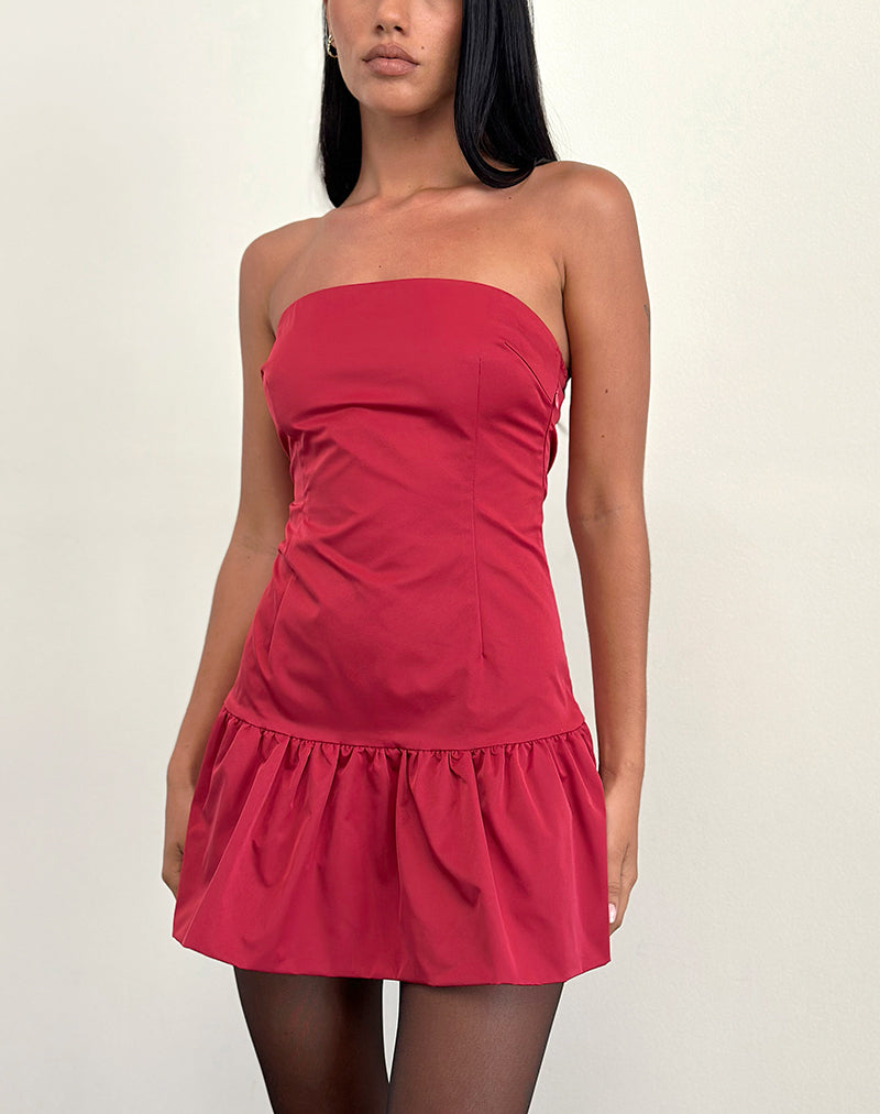 Denama - Mini abito a palloncino in rosso intenso