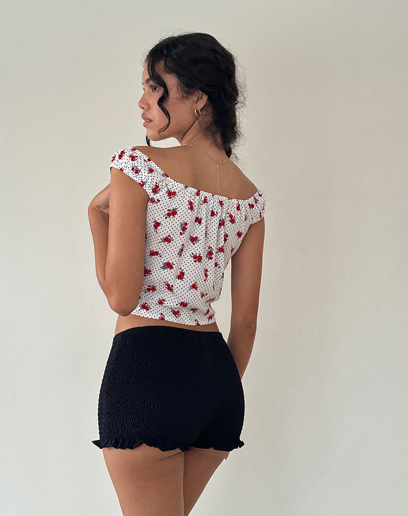 Immagine di Derige Top Bardot in Bianco Rosa Polka