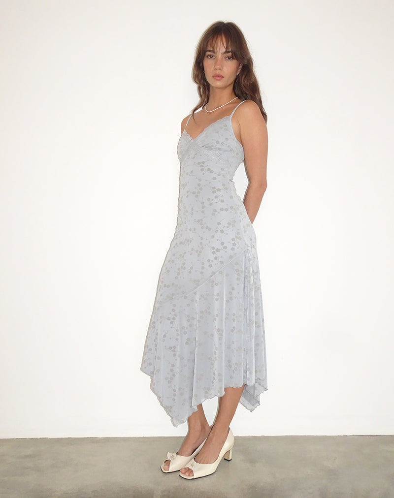 Devon Midi Dress in Flock Chic Petals Grigio