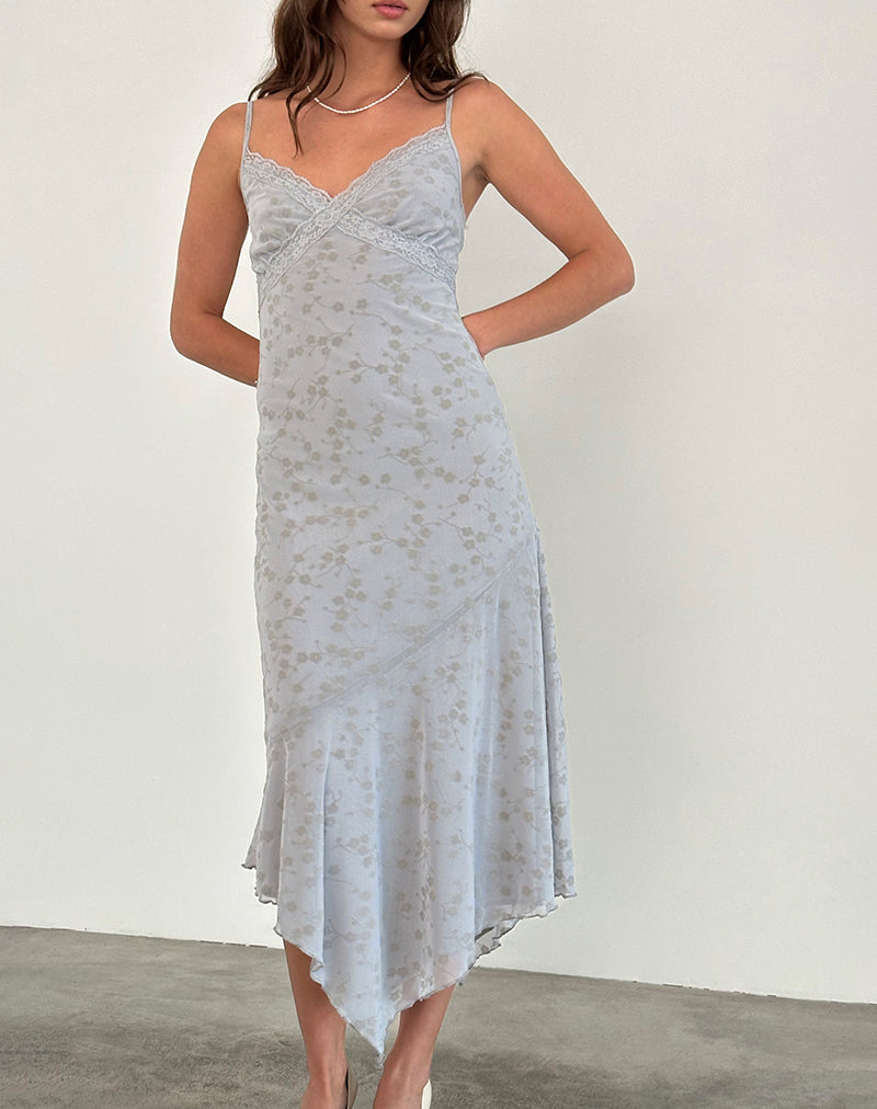 Devon Midi Dress in Flock Chic Petals Grigio