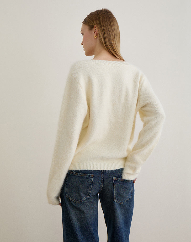 Immagine di Dikara Maglione con sciarpa in maglia bianco sporco