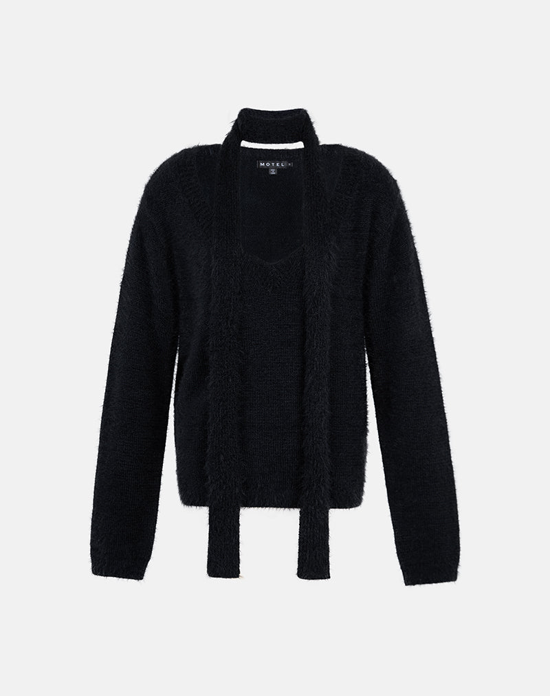 Immagine di Dikara Maglione con sciarpa in maglia nera