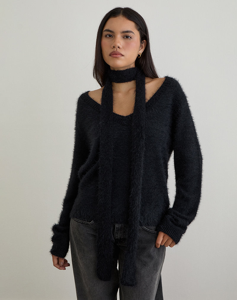 Immagine di Dikara Maglione con sciarpa in maglia nera