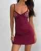 Immagine di Dimaya Mini Dress in Borgogna con ricamo floreale