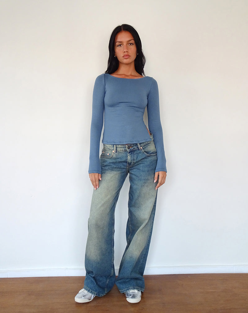 Immagine di Dinar Top con orlo diviso in blu minerale