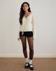 Immagine di Divya Cardigan con cravatta in maglia Crema