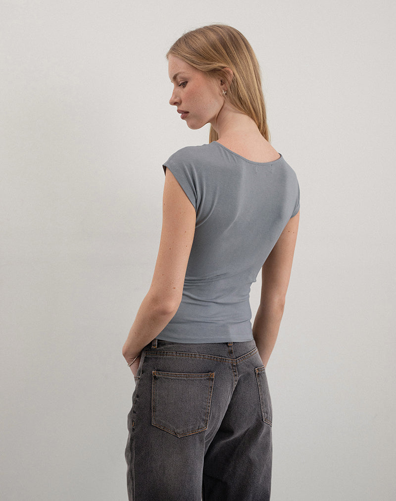 Immagine di Dolores Wrap Top in jersey di rayon grigio
