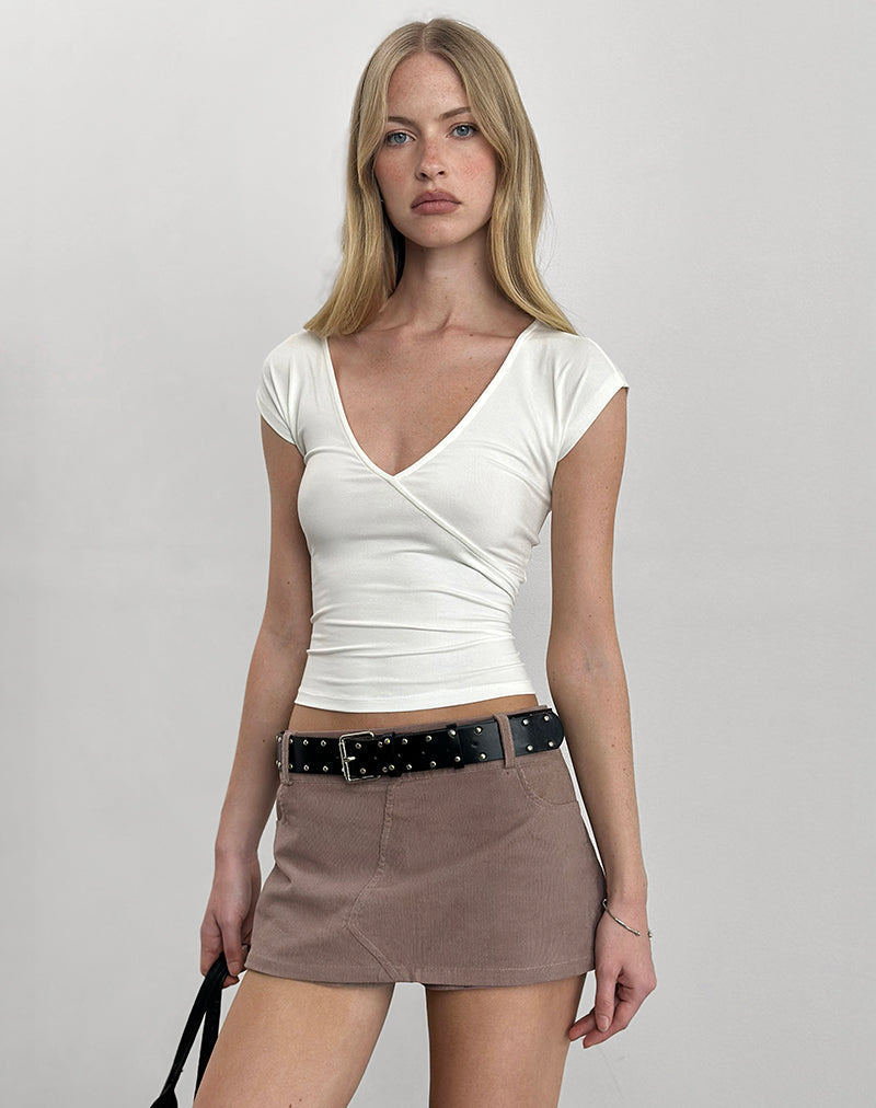 Immagine di Dolores Wrap Top in jersey di rayon Avorio