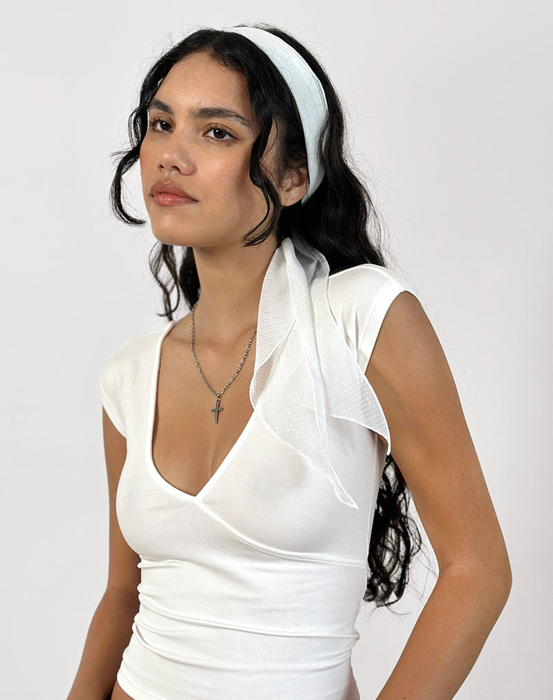 Immagine del cerchietto in chiffon testurizzato bianco
