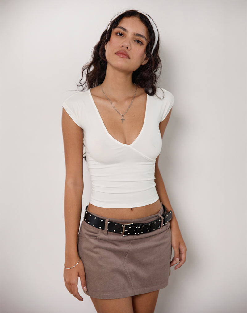 Immagine di Dolores Wrap Top in jersey di rayon Avorio