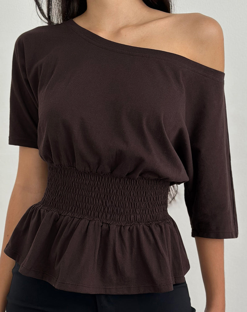 Domani Top off the shoulder in cioccolato