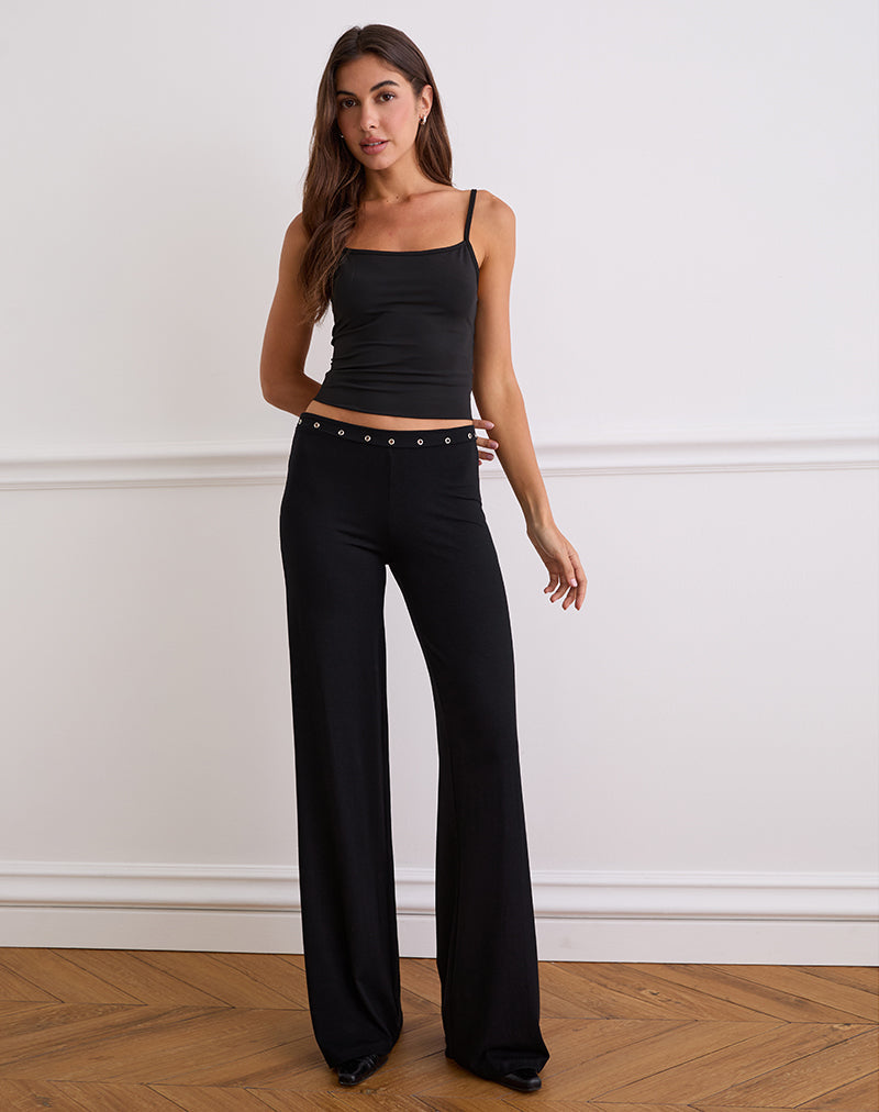 Pantaloni Dorala a vita bassa con occhielli in nero