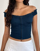 Immagine di Dovica - Top corsetto con bordo in pizzo - Navy