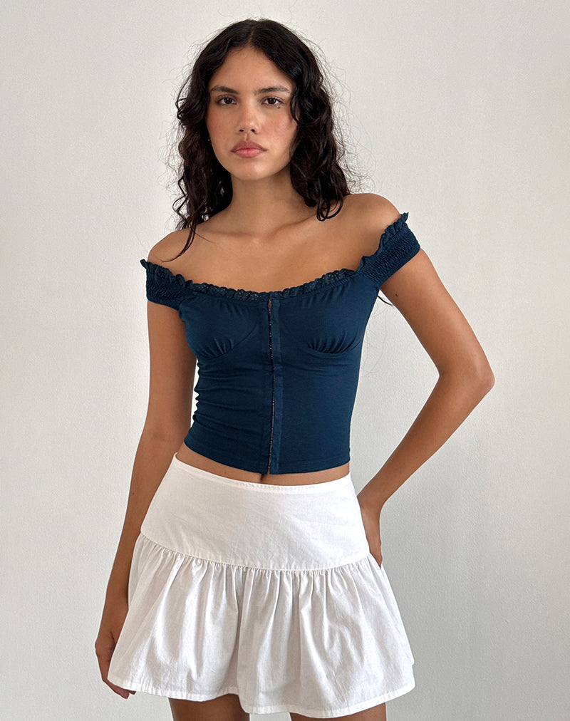 Dovica - Top corsetto con bordi in pizzo - Navy