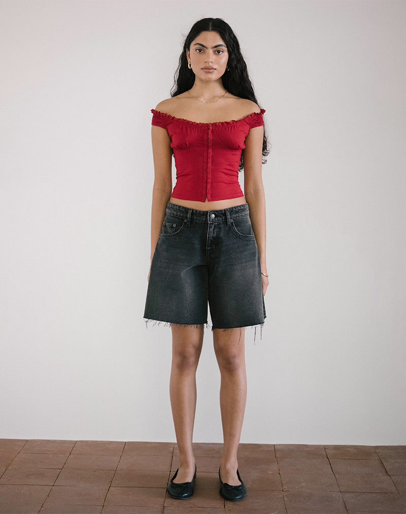 immagine di Dovica Top corsetto in pizzo rosso adrenalina