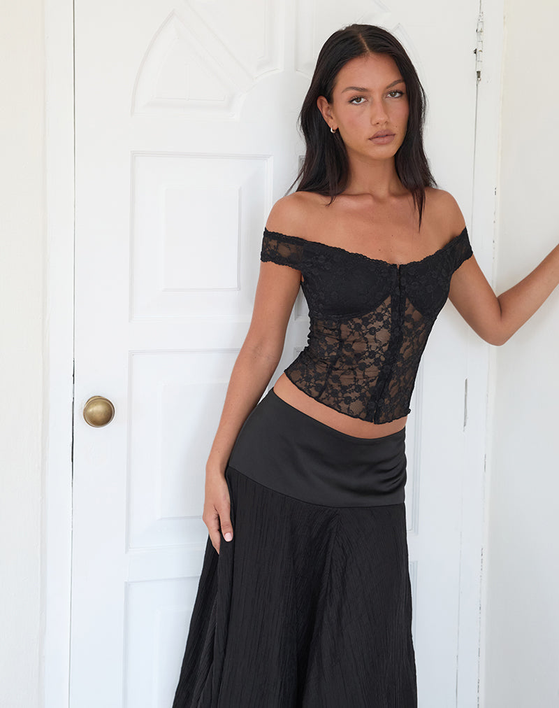 Immagine di Dovica Top corsetto in pizzo nero rosa canina