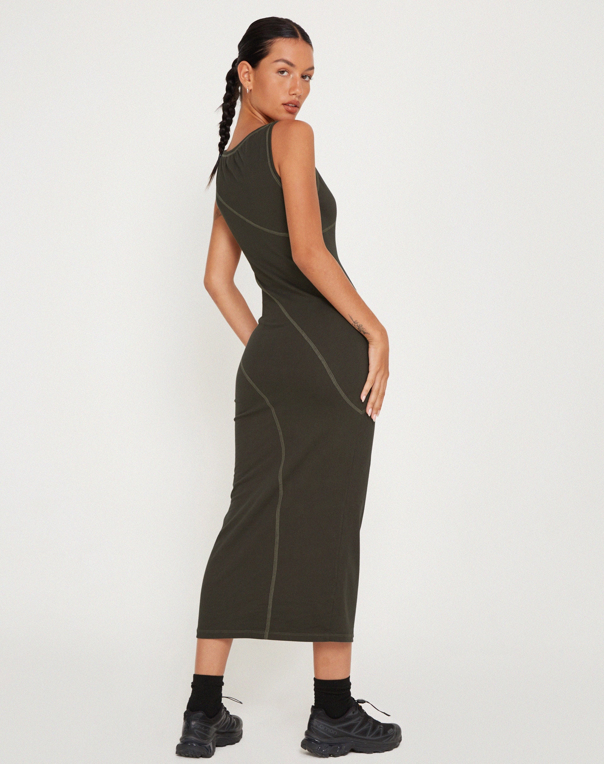 Immagine di Driki Midi Dress in canna di fucile con punto superiore grigio
