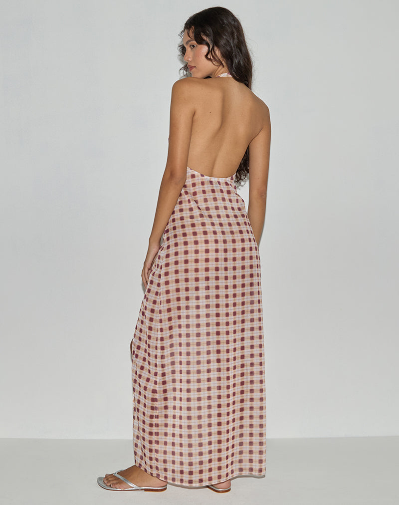Immagine di Driti Maxi abito in chiffon a quadri sfumati Peach