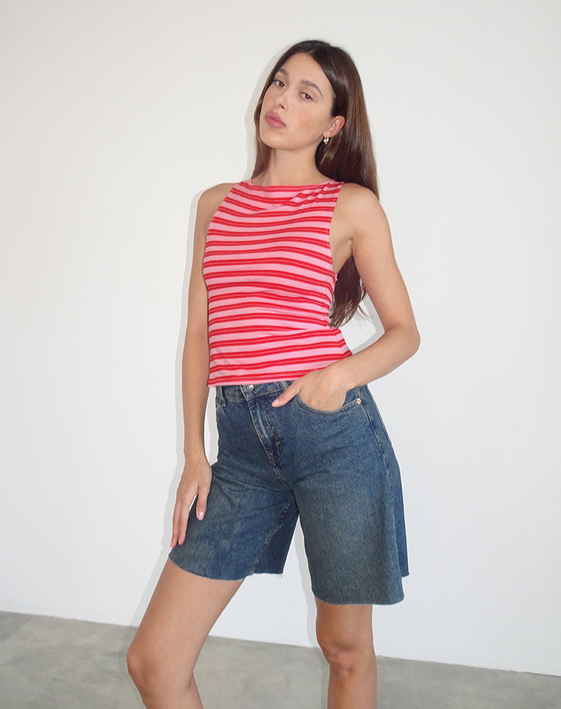 Immagine del gilet Dudley a righe rosa e rosse