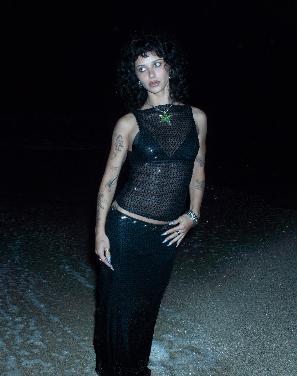 Gilet Dudley in maglia di paillettes nero